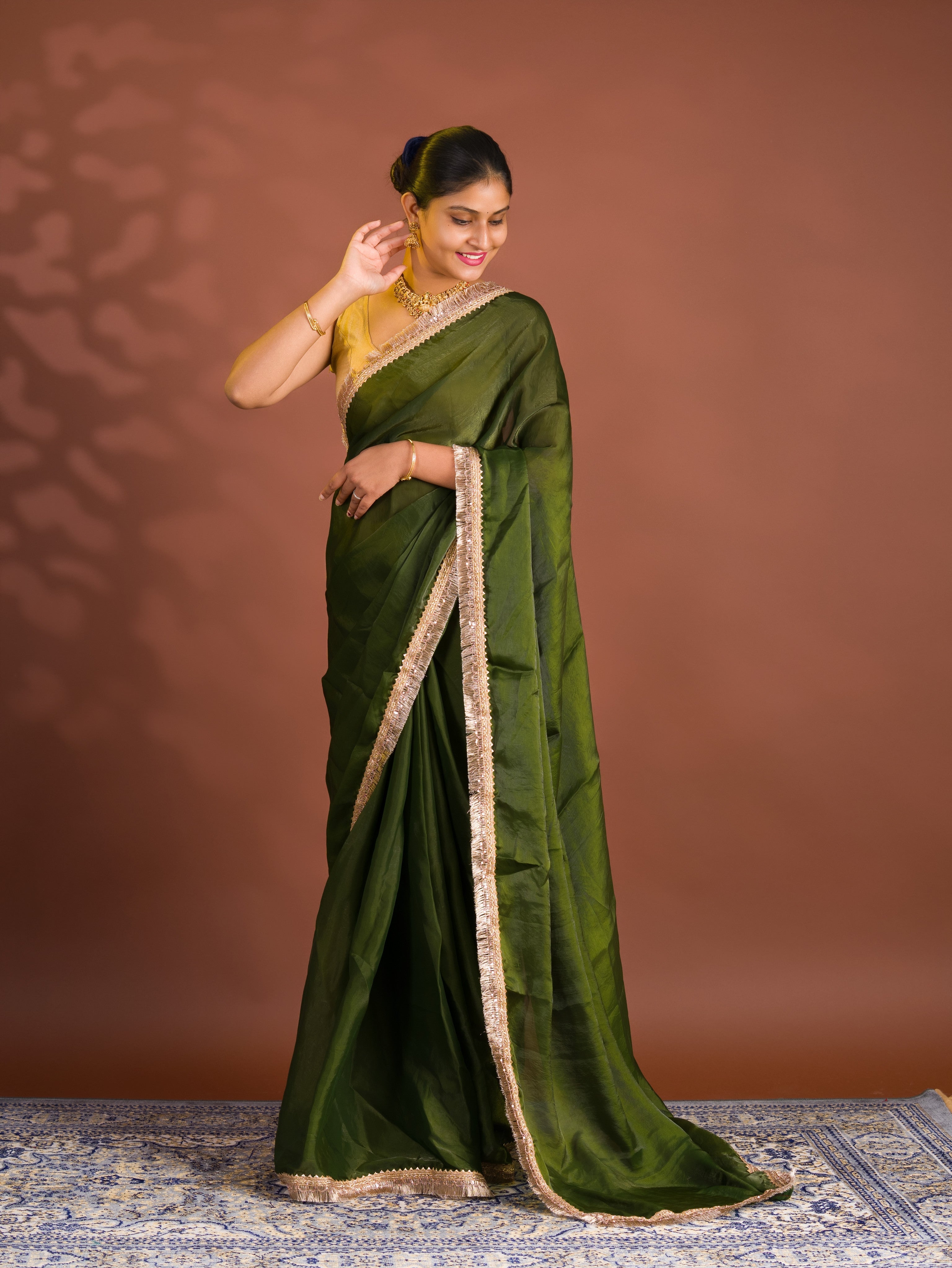 By Chiffon Tissue Saree With Party Wear