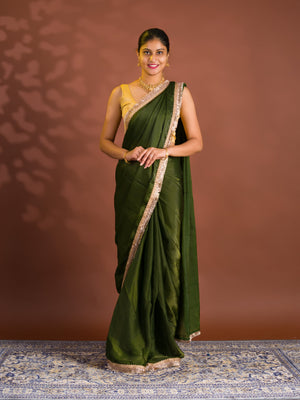 By Chiffon Tissue Saree With Party Wear