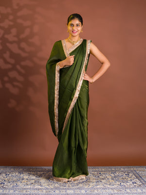 By Chiffon Tissue Saree With Party Wear