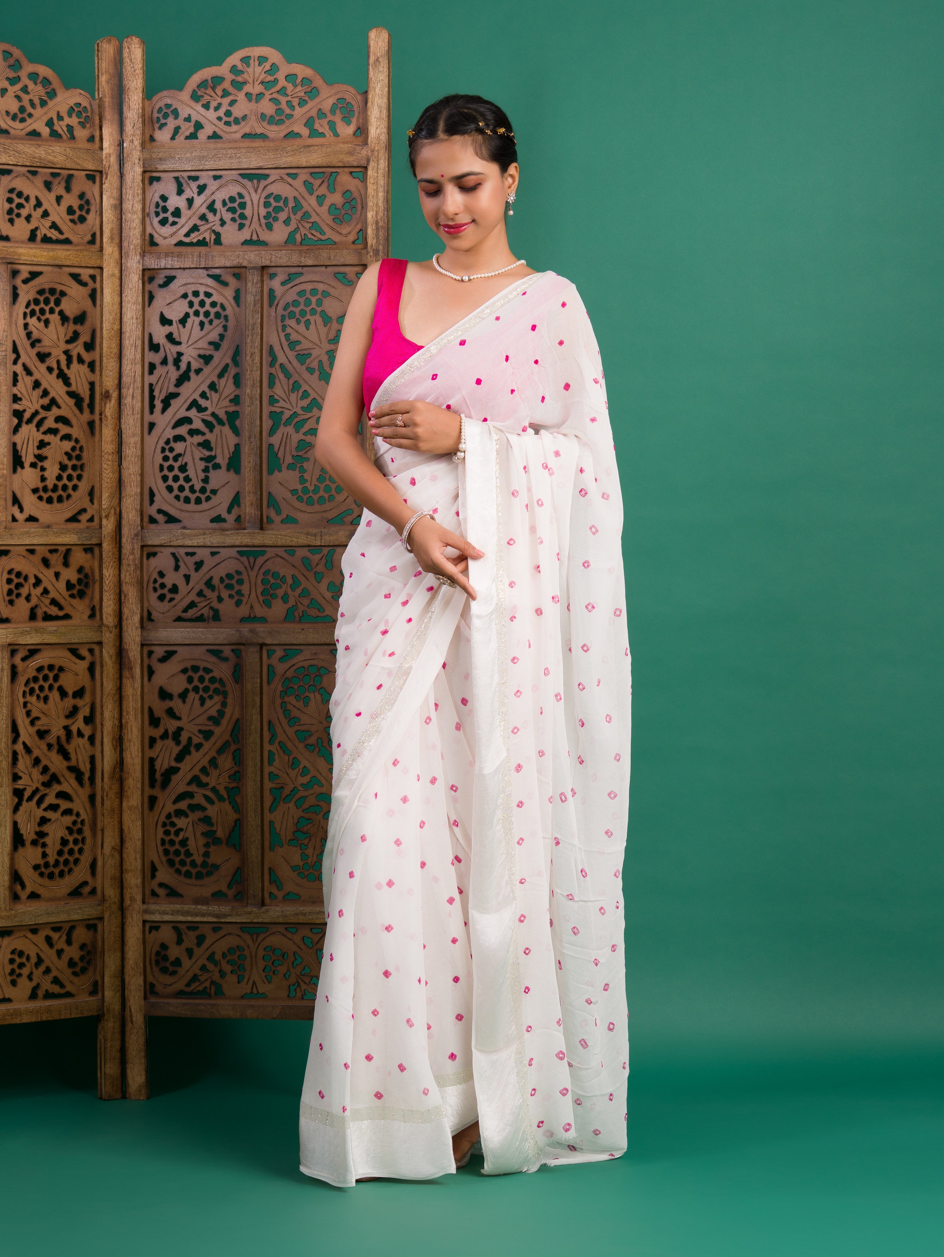 Tanmira New Lightweight Georgette Bandhani Saree CHAND