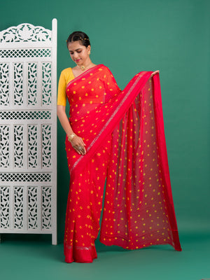 By Bandhani Saree With Casual Wear