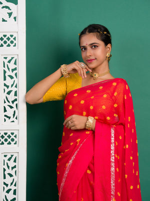 By Bandhani Saree With Casual Wear