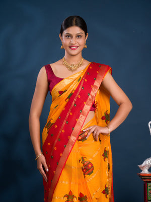 By Ghatchola Saree With Bikaneri bandhej Work