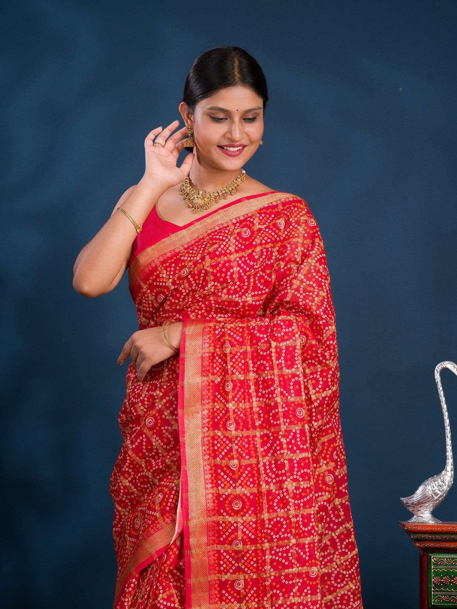 By Ghatchola Saree With Bikaneri bandhej Work
