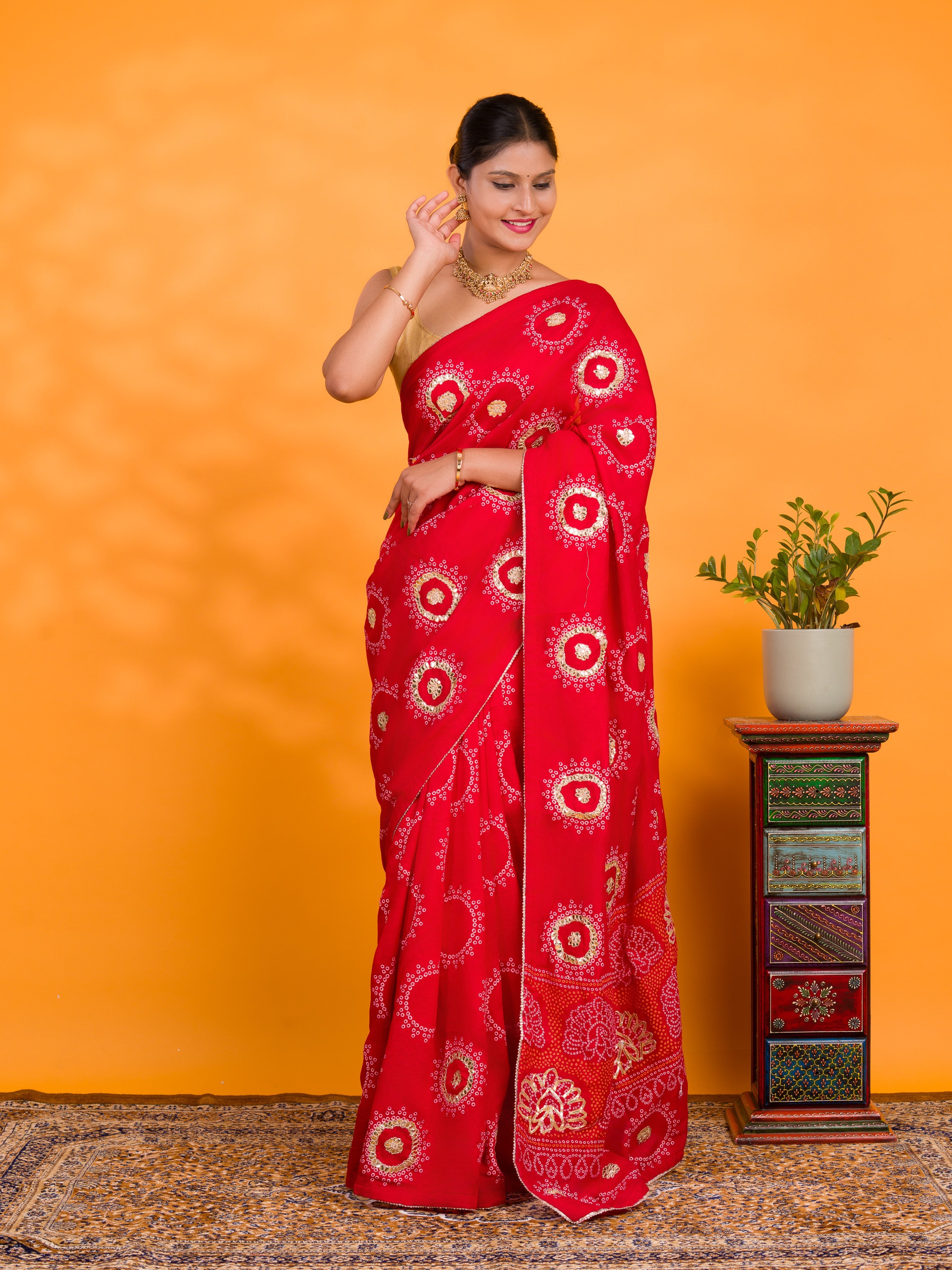 Tanmira New Royal Wedding Wear Gaji Bandhani Saree in Viscos Silk SWA