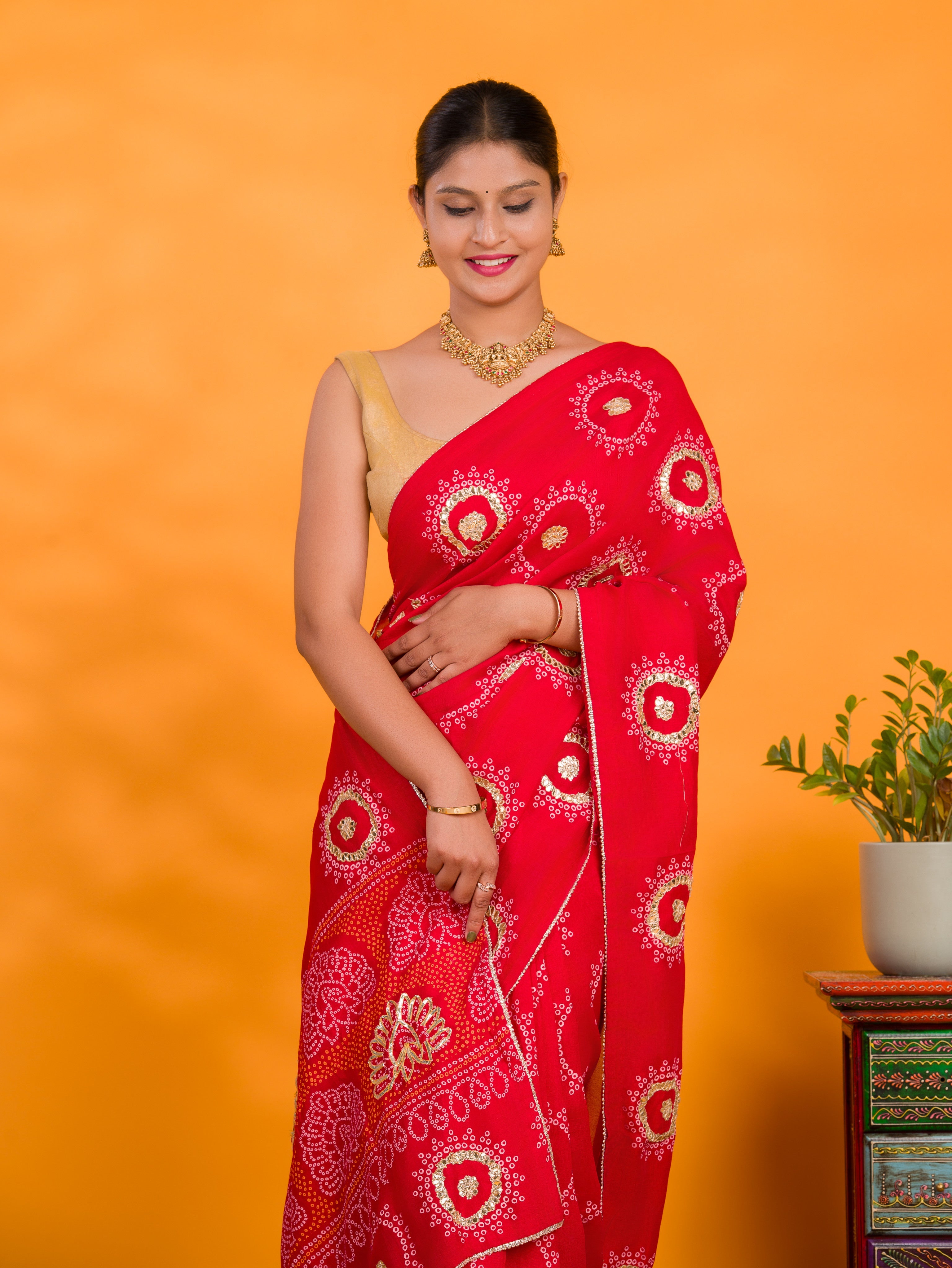 Tanmira New Royal Wedding Wear Gaji Bandhani Saree in Viscos Silk SWA