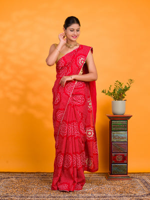 By Bandhani Saree With Casual Wear