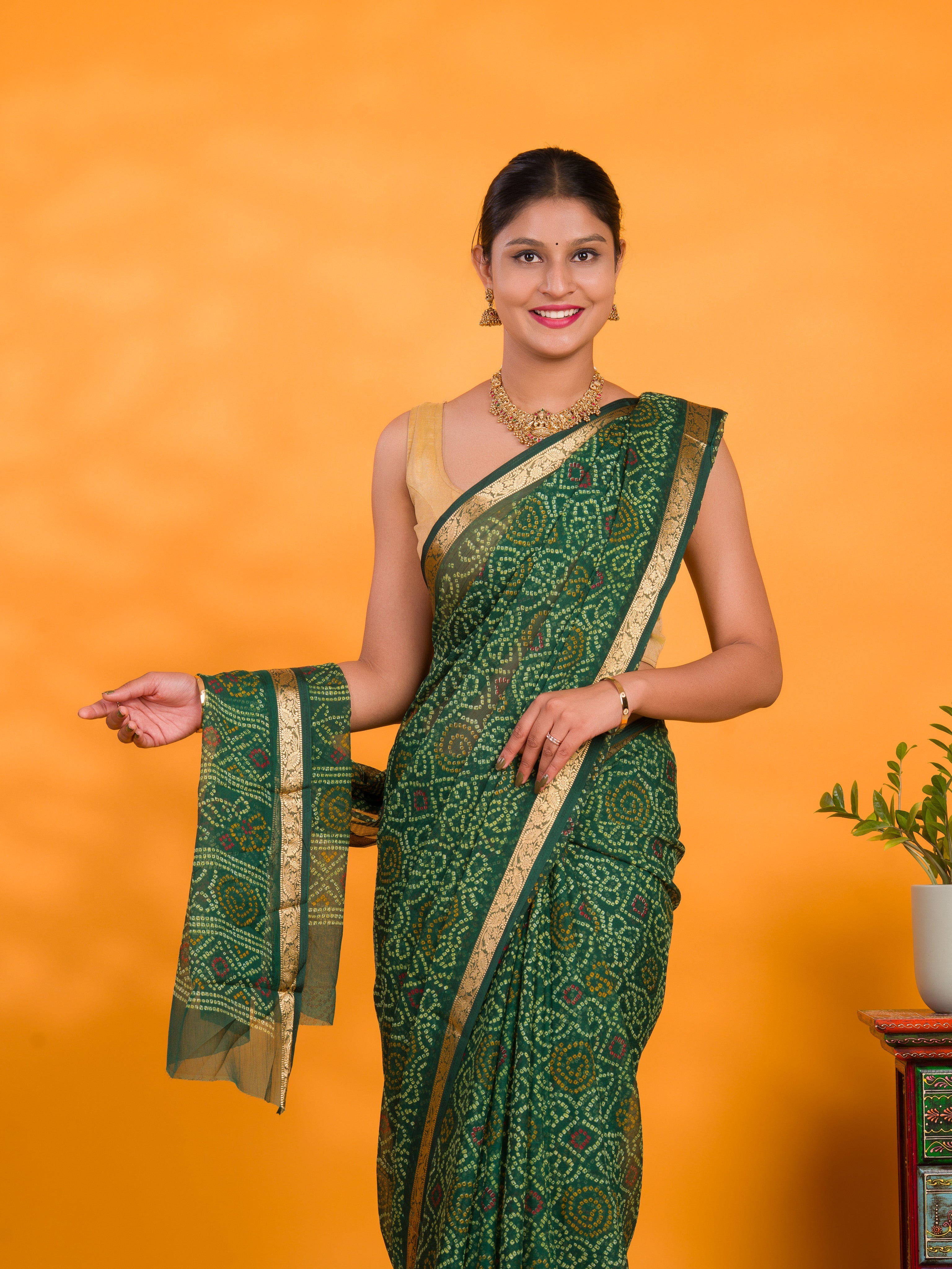By Bandhani Saree With Casual wear