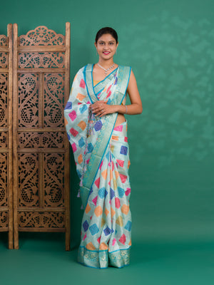 By New Dola Silk Bollywood Style With Zari border Saree