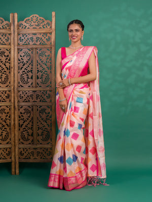 By New Dola Silk Bollywood Style With Zari border Saree
