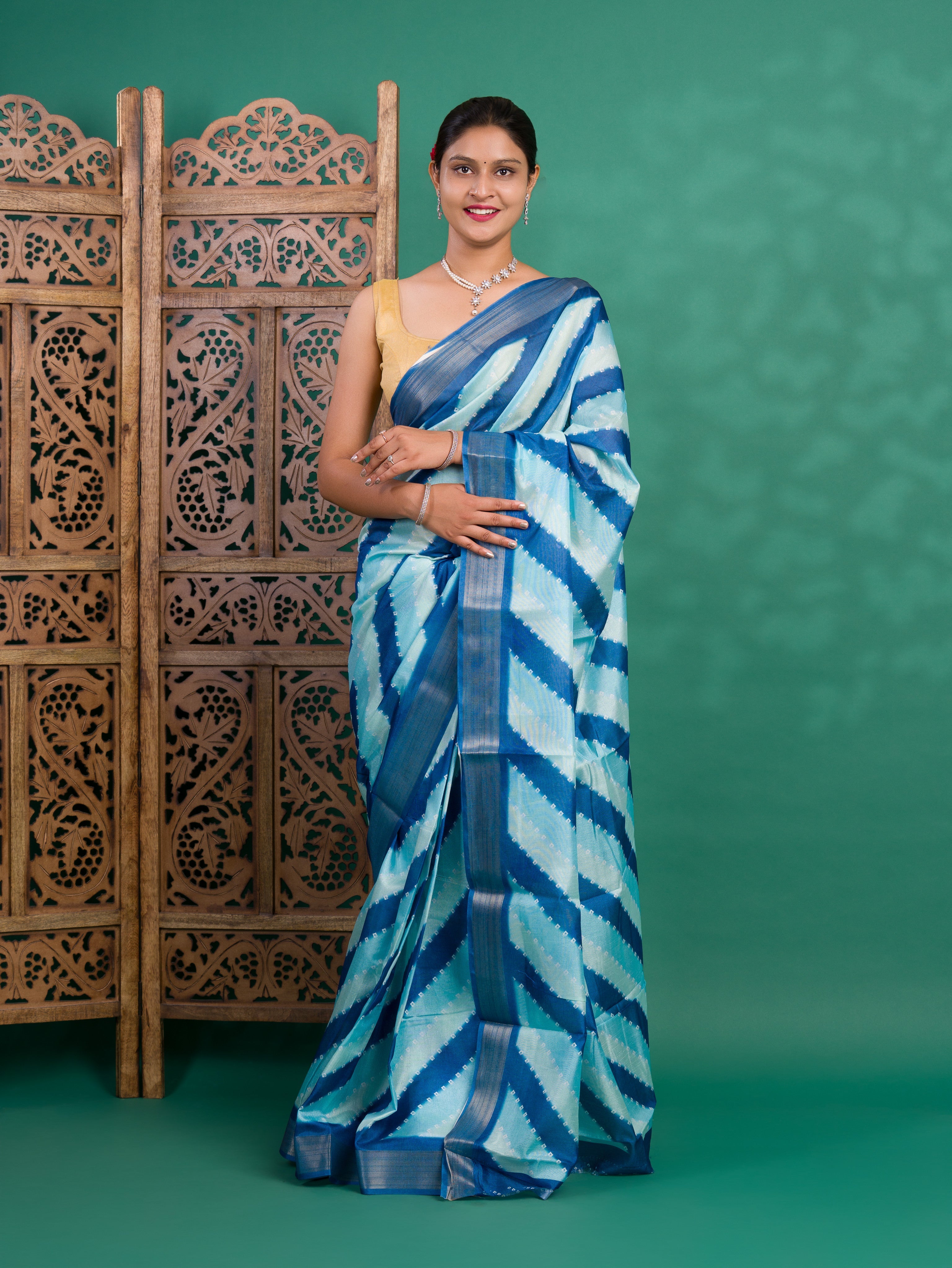 Tanmira New Beautiful Cotton silk Printed Style With Zari Border Saree GAN