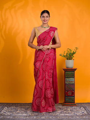 By Bandhani Saree With Casual Wear