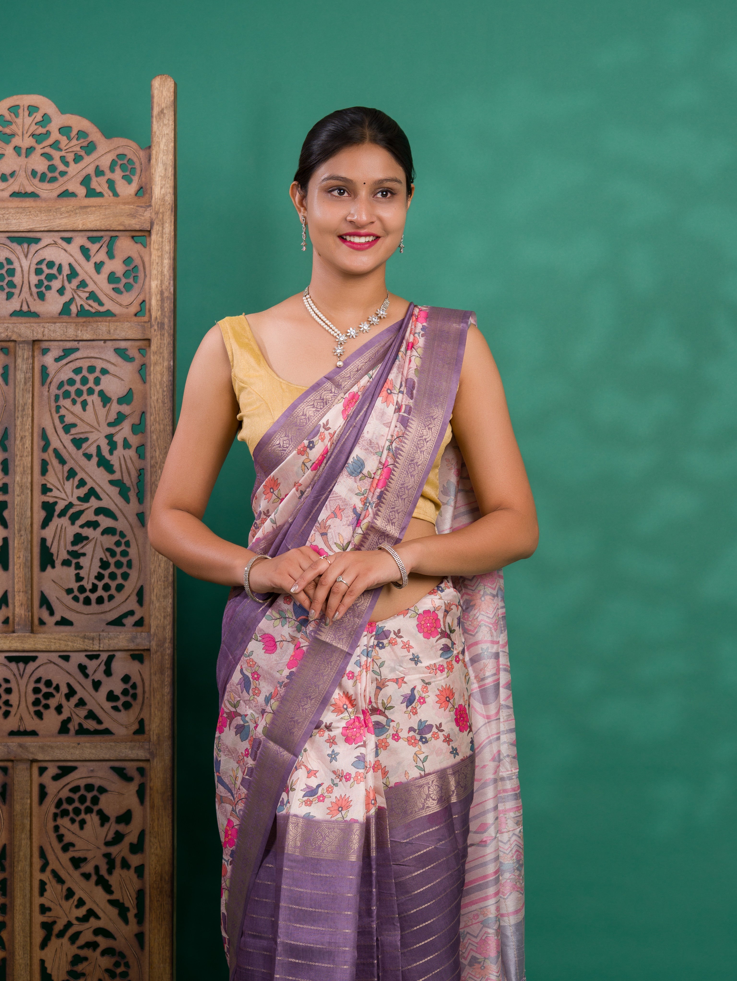 Tanmira Elegant Cotton Silk Printed Saree with Zari Border SWA