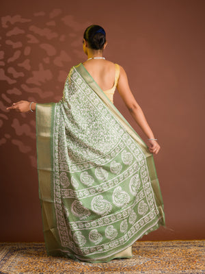 By Printed Style With Zari border Saree