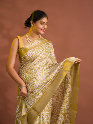 By Printed Style With Zari border Saree
