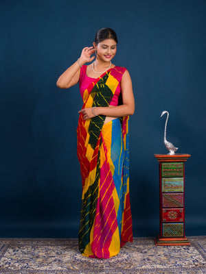 By New Chiffon Leheriya Style With Casual Wear Saree