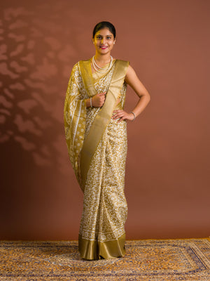 By Printed Style With Zari border Saree