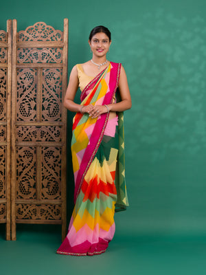 New Special Zik Zag Chiffon Embroidery Work Saree