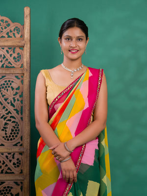 New Special Zik Zag Chiffon Embroidery Work Saree
