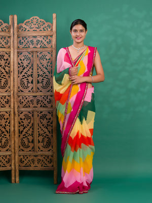 New Special Zik Zag Chiffon Embroidery Work Saree