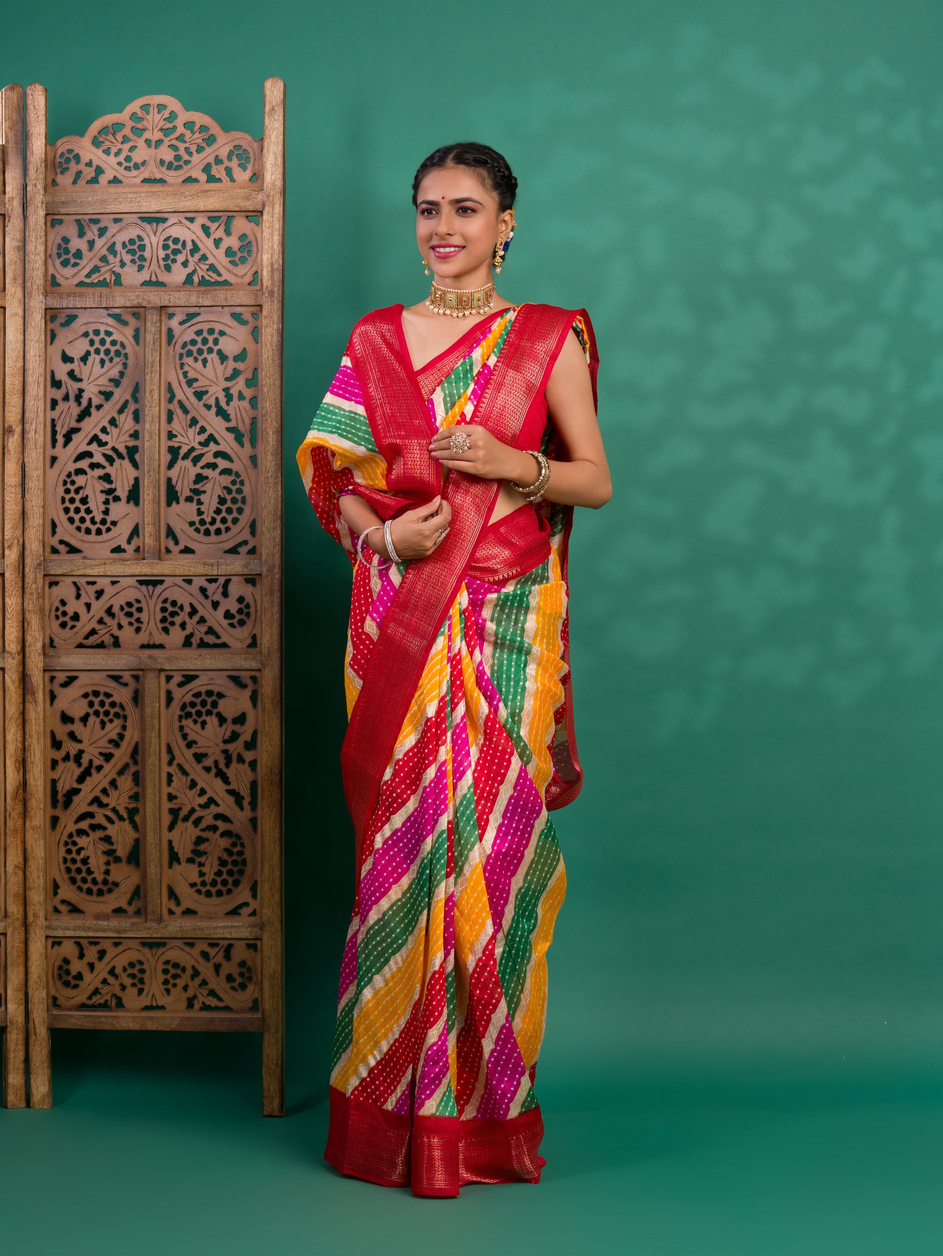 Tanmira Originals Latest Bandhani Come Leheriya Exclusive Banarasi Border Saree STL