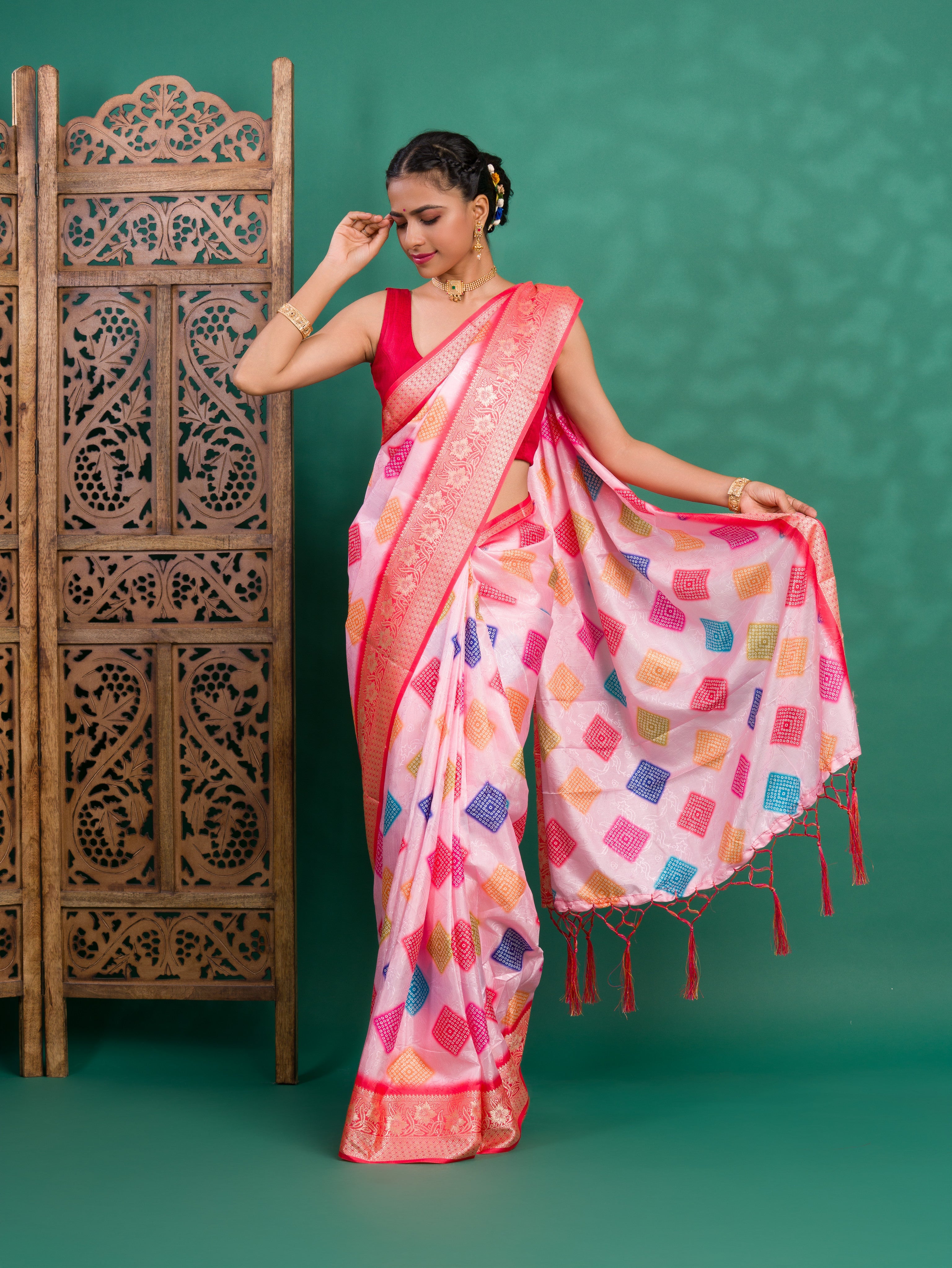 Tanmira New Dola Silk Bollywood Style With Zari border Saree GAN