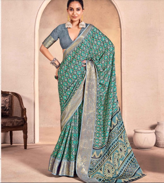 Tanmira New Special Georgette Patola Style With Hand print Work saree