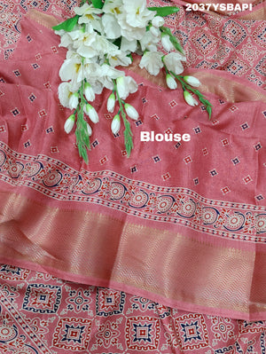 Cotton silk Ajrakh style Saree under 1000