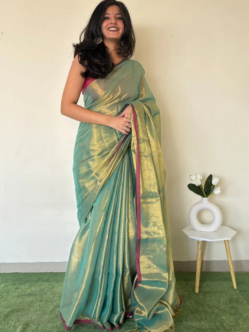 Tissue silk Bollywood Style Party Wear Saree under 2000