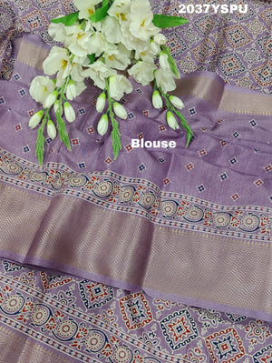 Cotton silk Ajrakh style Saree under 1000