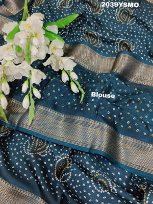 Cotton silk Ajrakh style Saree under 1000