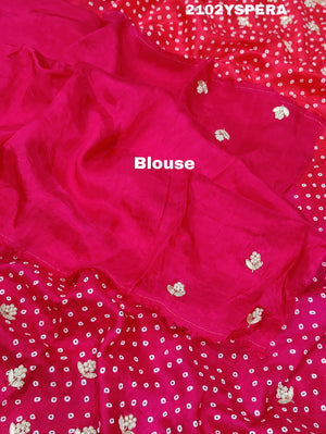 By Bandhani Saree with Gota Patti Work