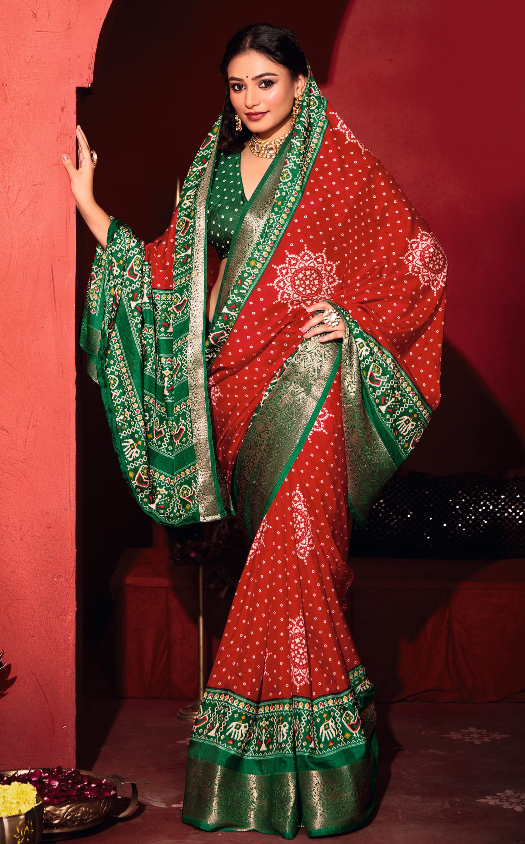 Tanmira New Pashmina Silk Bandhani Potol Print Saree STR