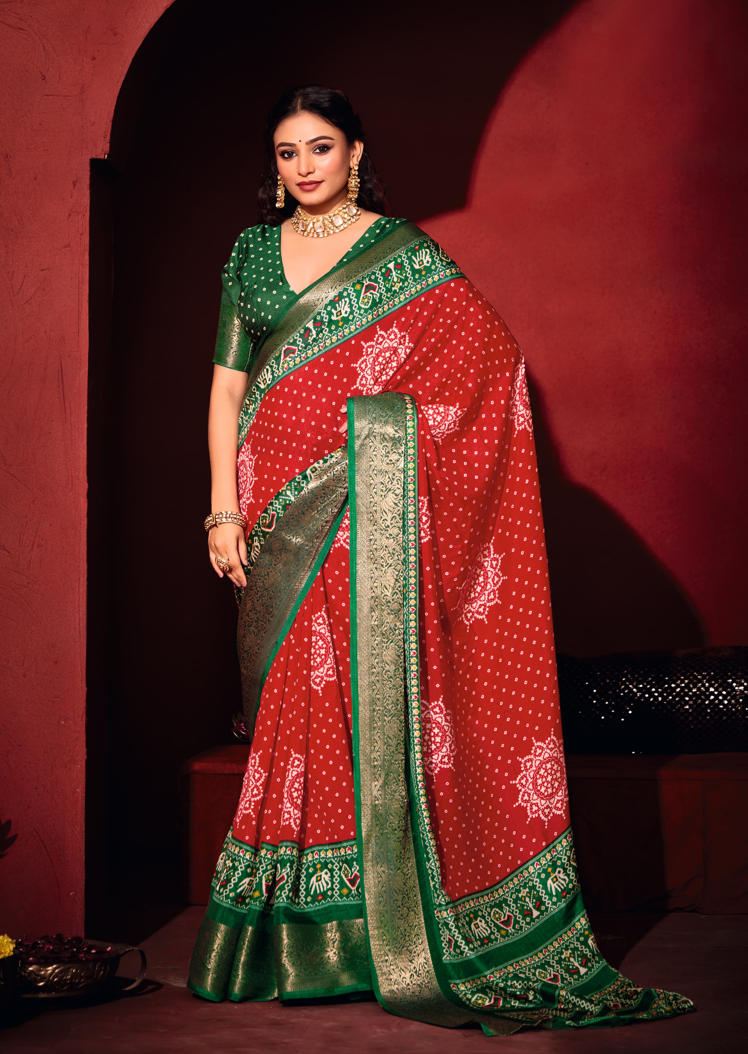 Tanmira New Pashmina Silk Bandhani Potol Print Saree STR