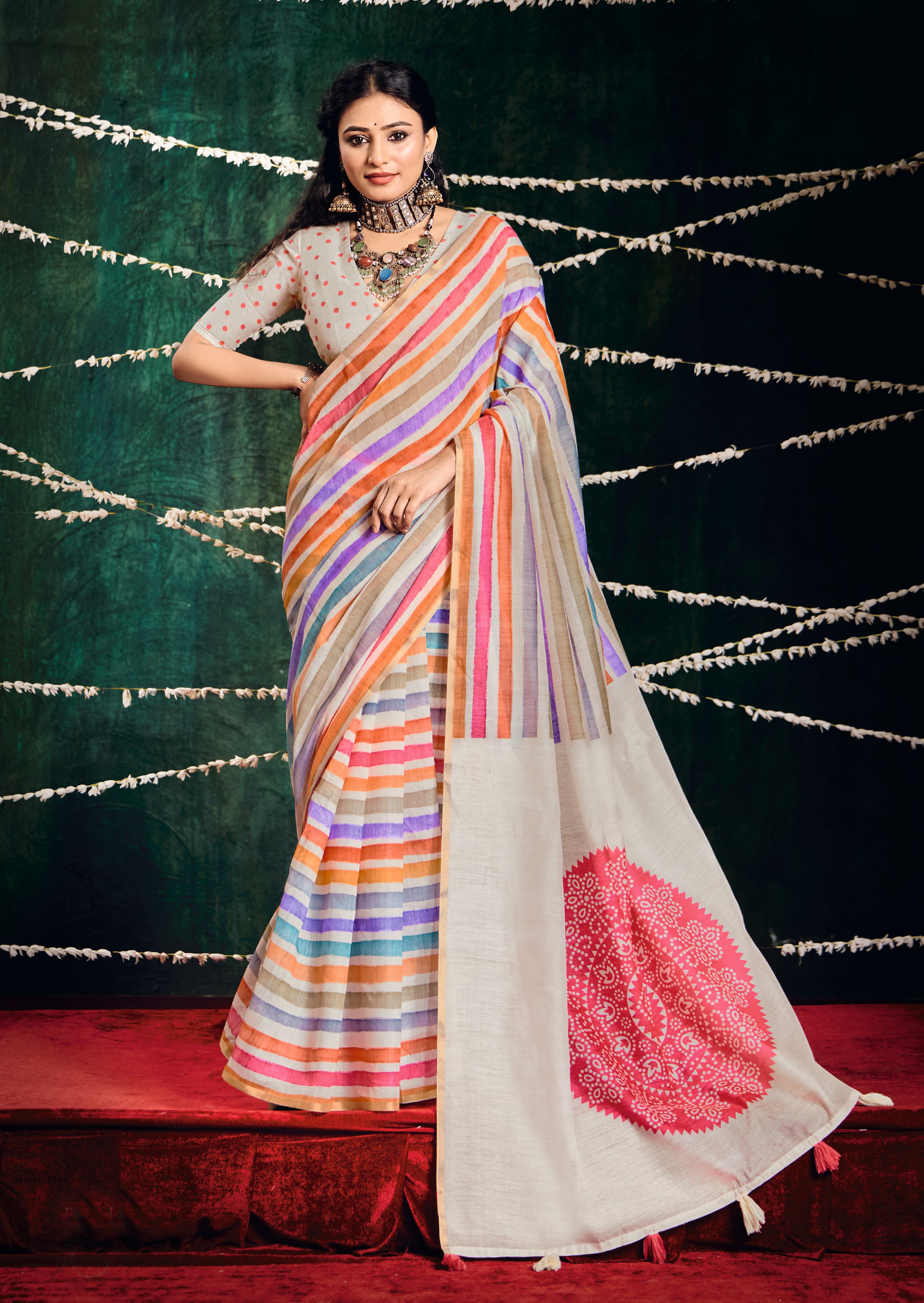 Tanmira New Beautiful Cotton Silk Printed Bollywood Saree STR