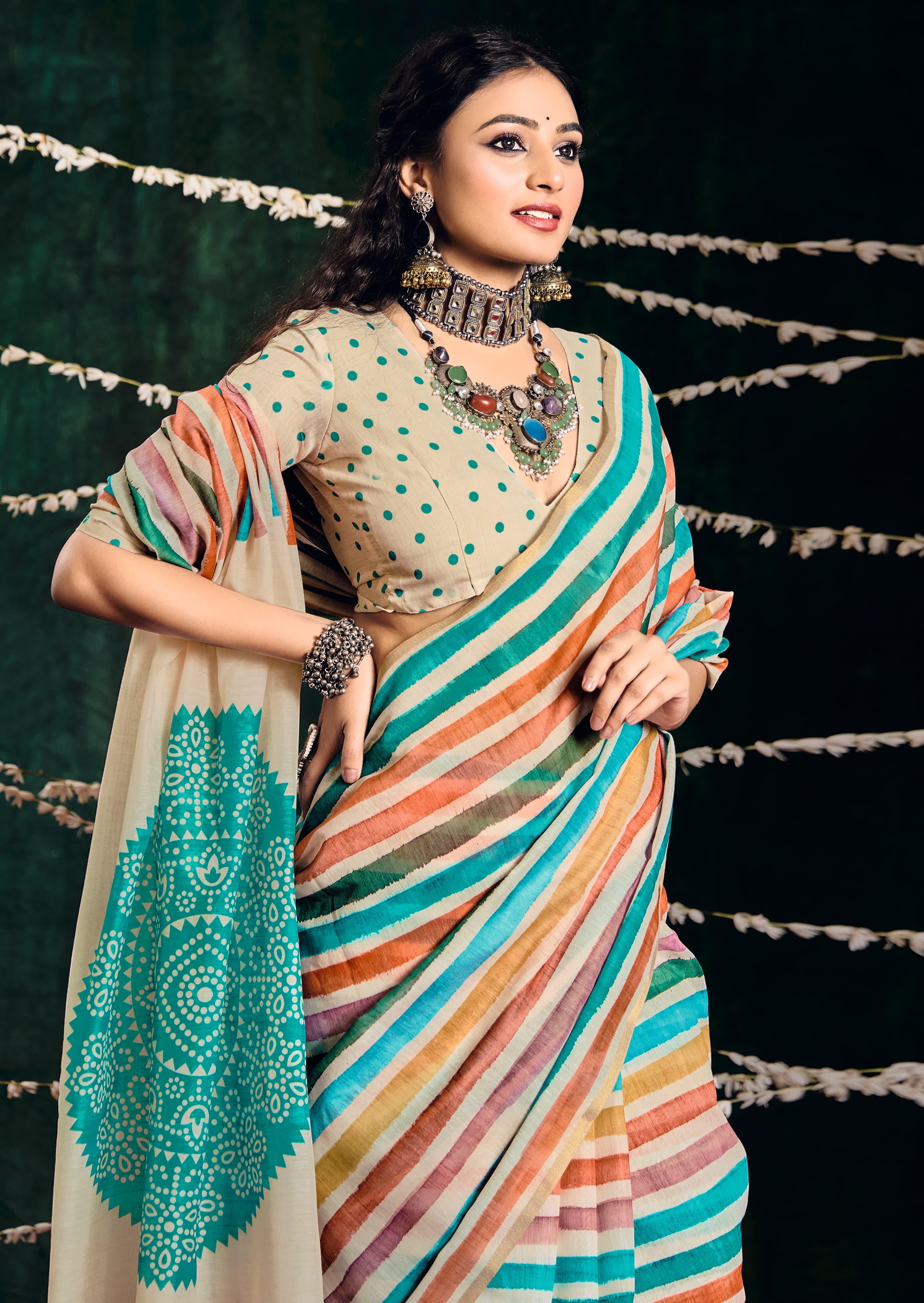 Tanmira New Latest Cotton Silk Printed Bollywood Style Saree STR