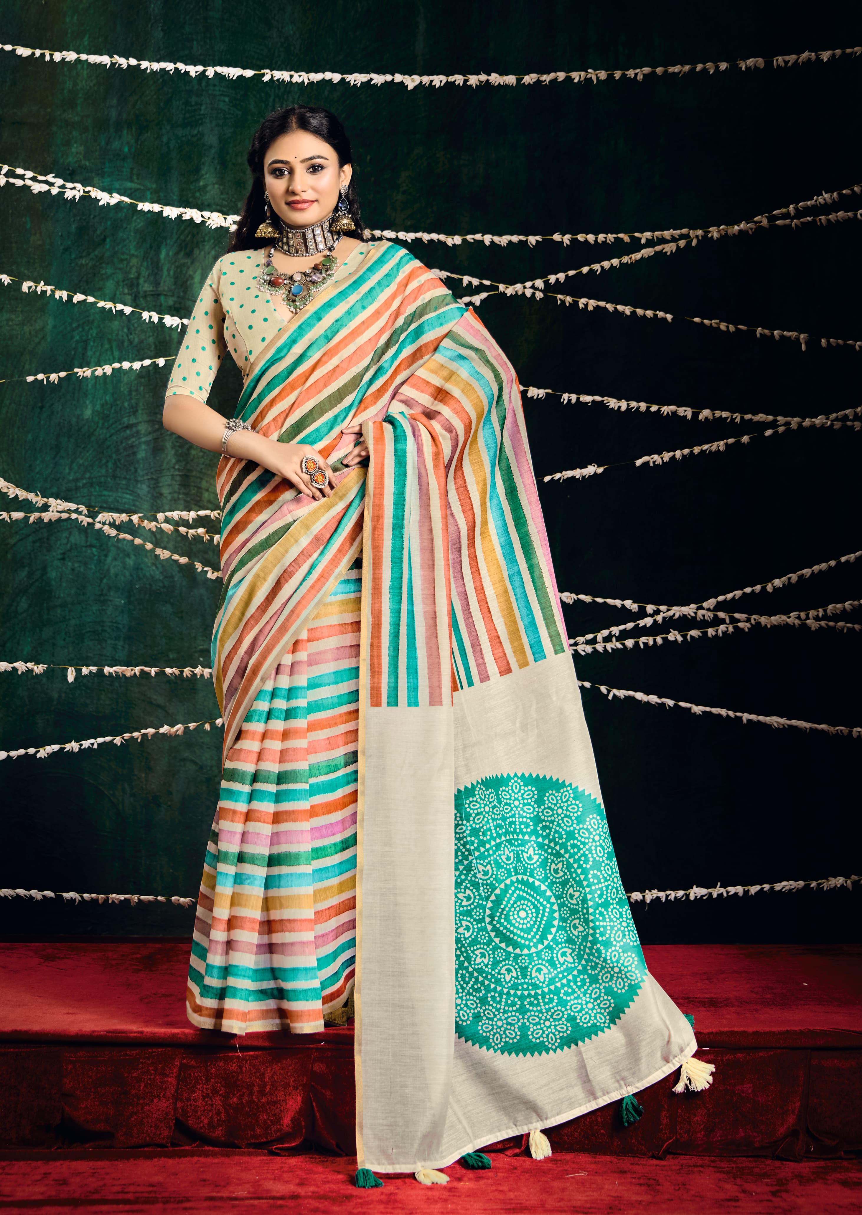 Tanmira New Latest Cotton Silk Printed Bollywood Style Saree STR