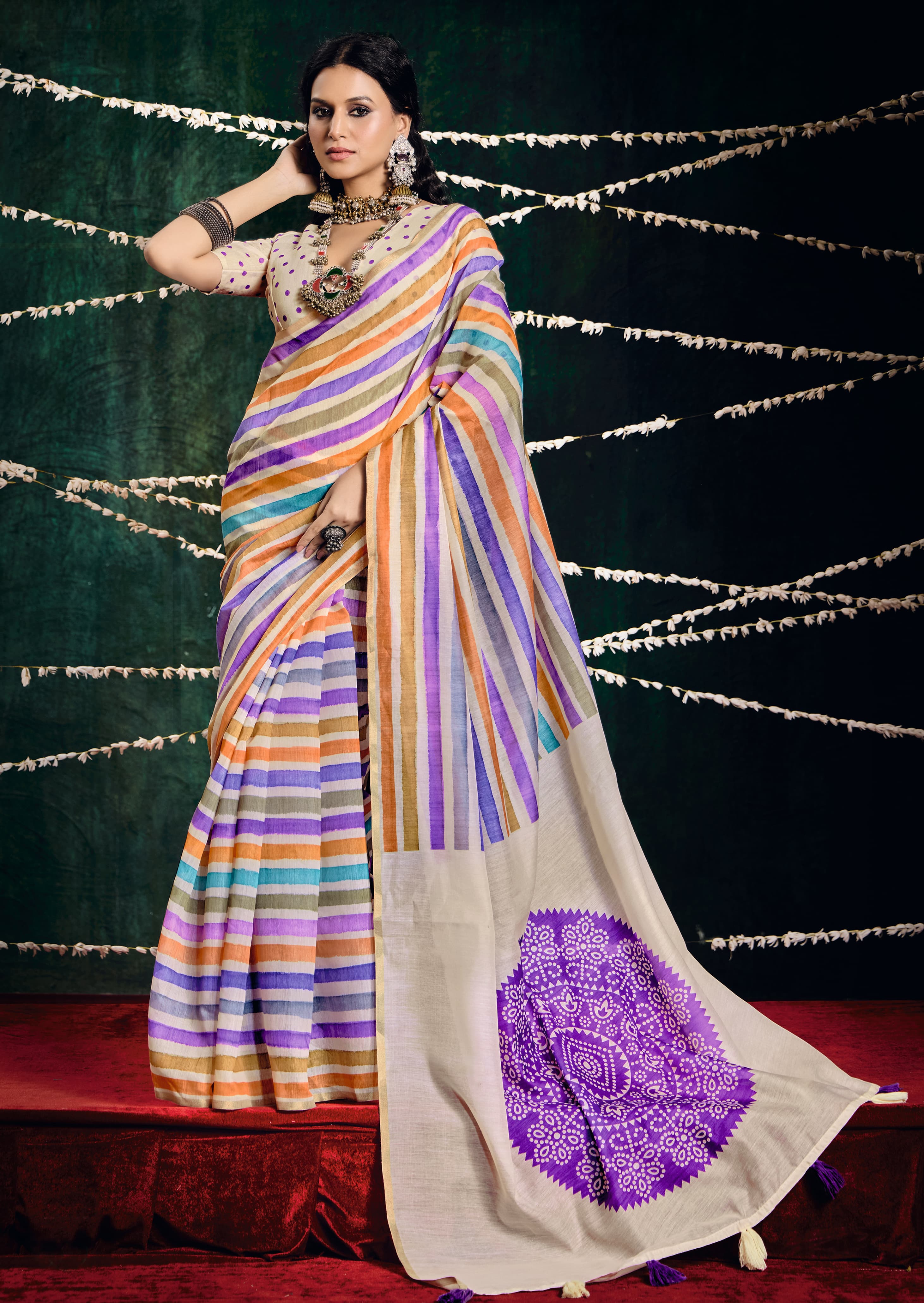 Tanmira New Beautiful Cotton Silk Printed Bollywood Style Saree STR