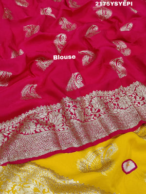 Dola Silk Bandhani Zari Weaving Work Saree