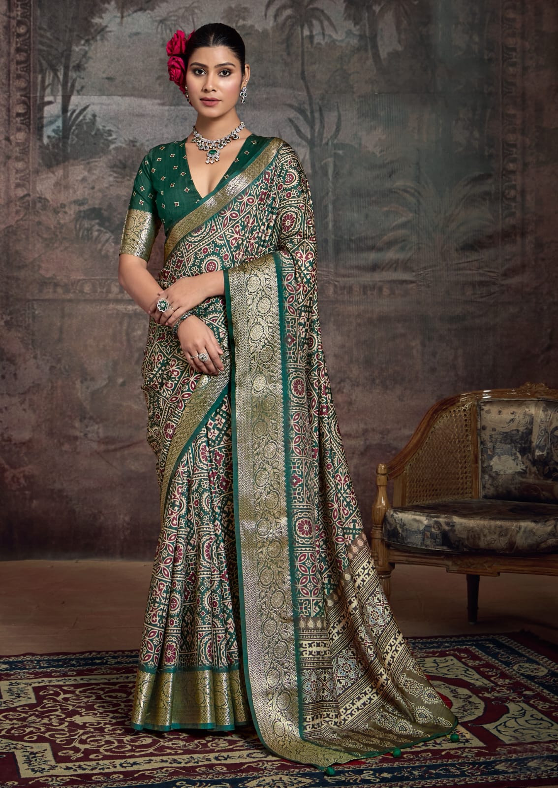 Tanmira Latest New Munga Silk Printed Style With Zari Weaving Border Work Saree STR
