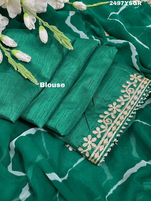 Chiffon Leheriya Style Wih Gotapatti Work Saree in green colour