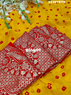 By Bandhani Saree With Traditional Wear