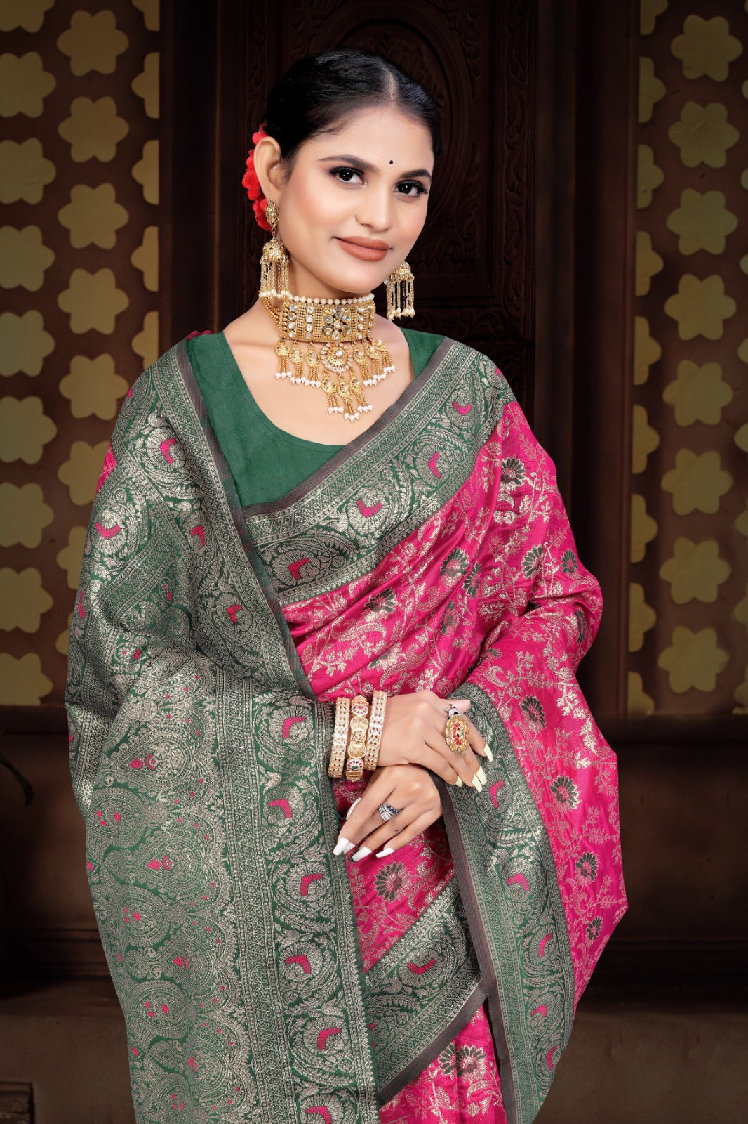 Tanmira New Banarasi Silk Printed Saree with Zari Weaving DC