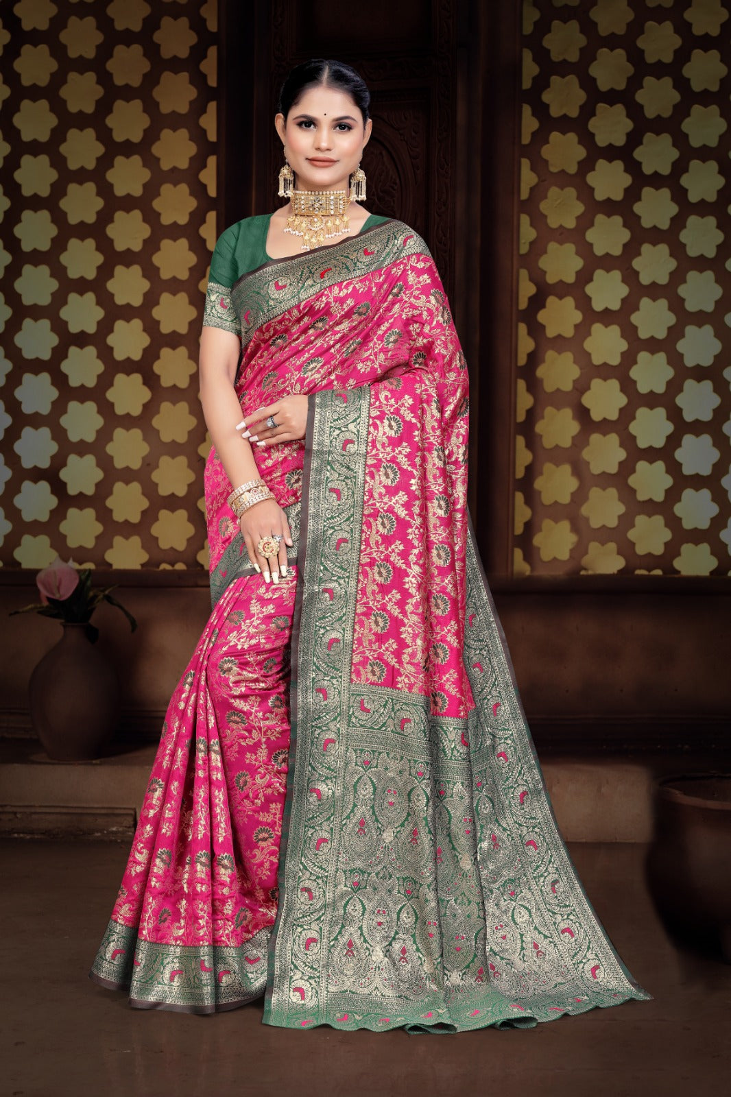 Tanmira New Banarasi Silk Printed Saree with Zari Weaving DC