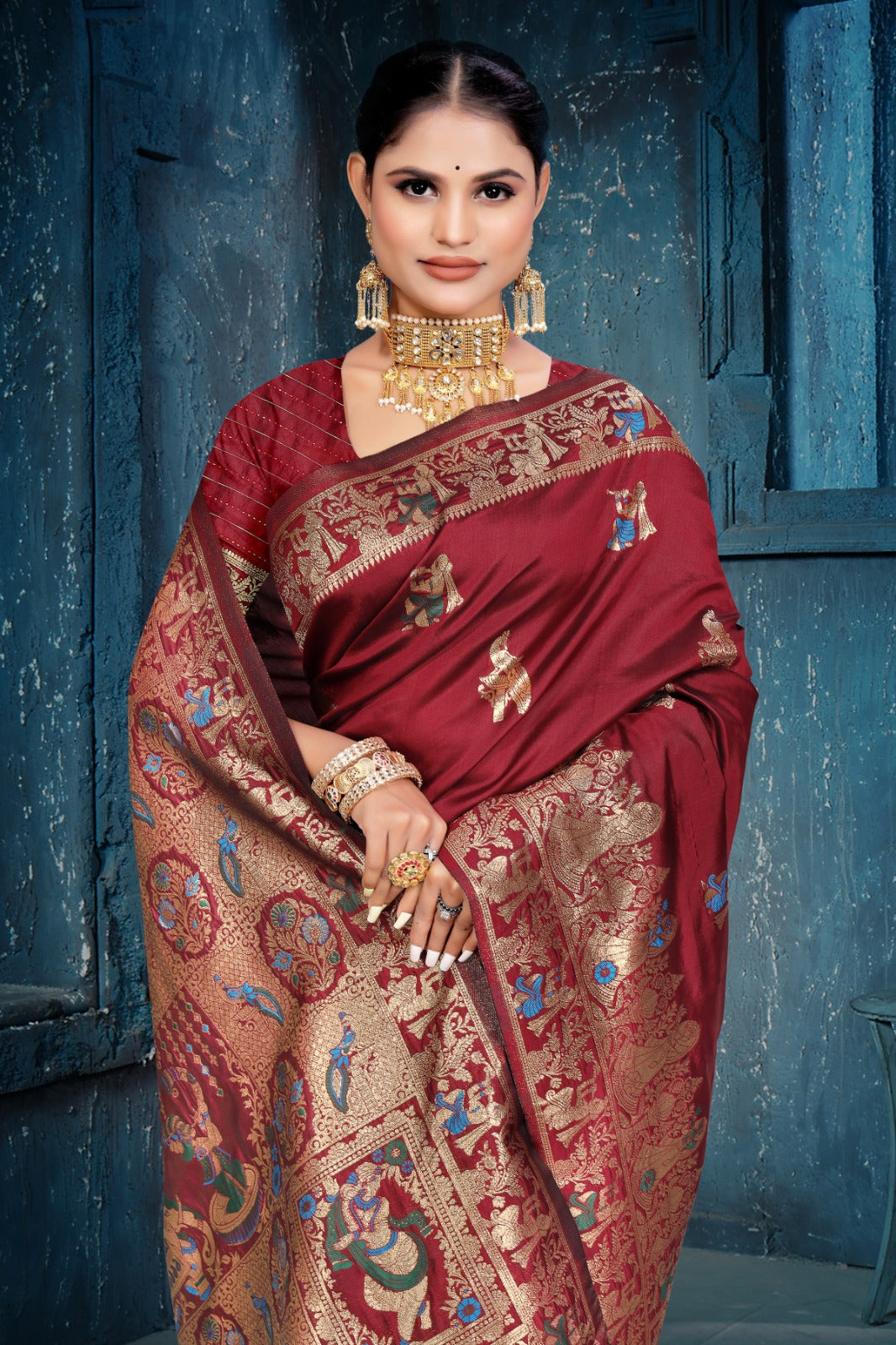 Tanmira New Banarasi Dola Silk with Elegant Print Palu Saree DC