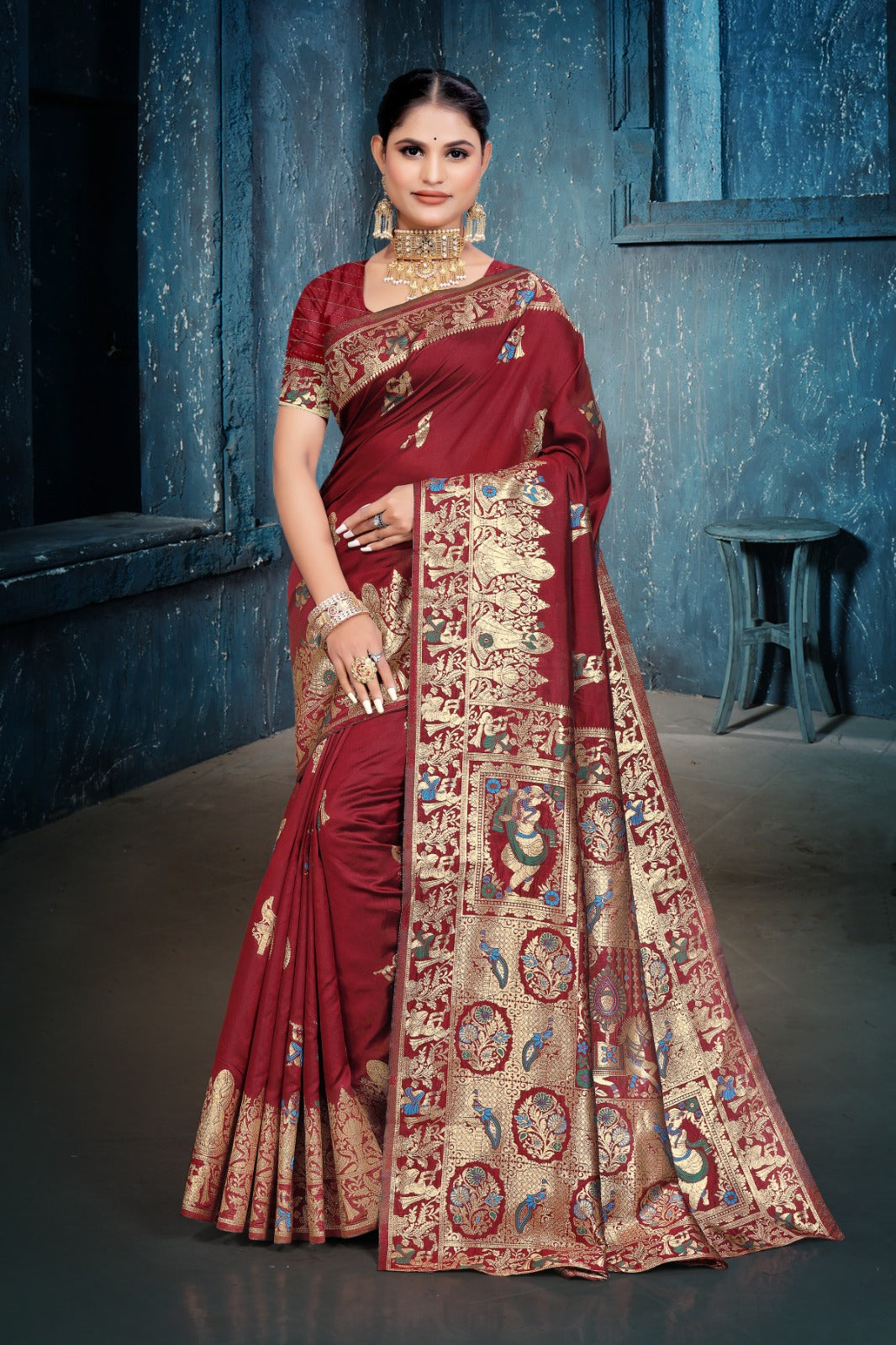 Tanmira New Banarasi Dola Silk with Elegant Print Palu Saree DC