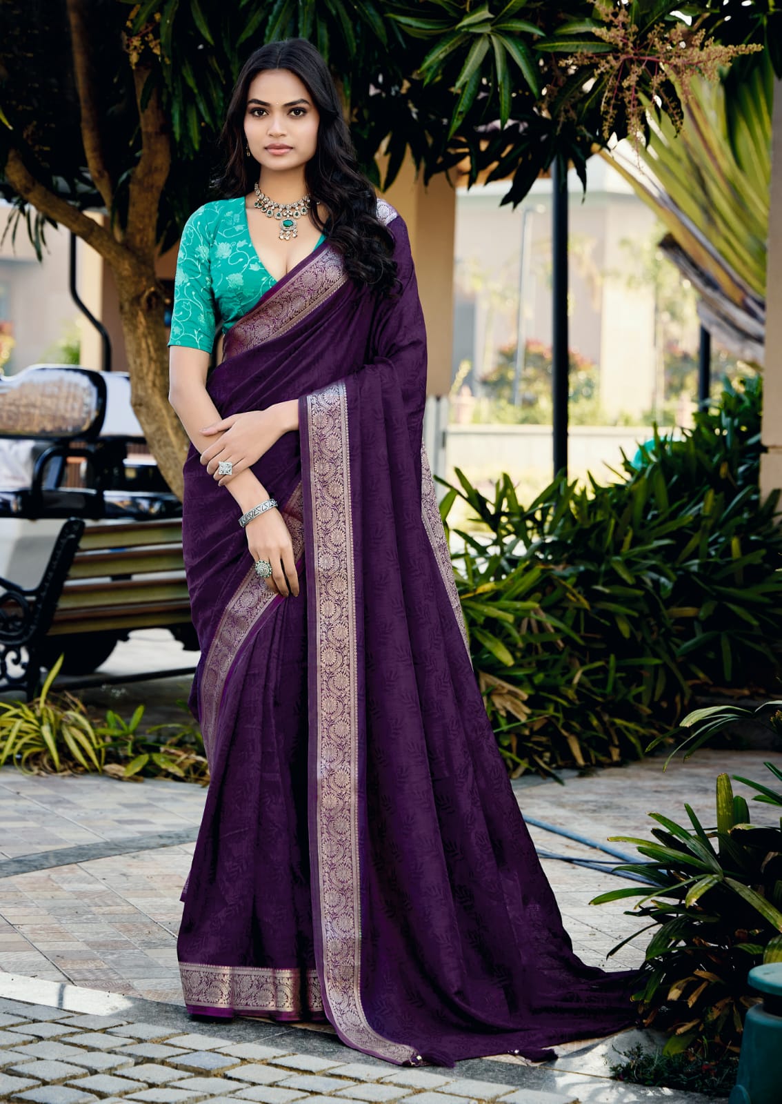 purple Glossy Dola Silk Saree for Festive moments