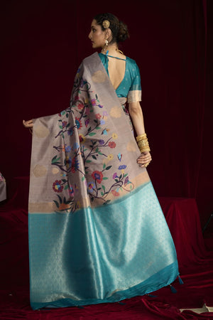 Cotton Silk Printed Style With Zari border Saree for festive season