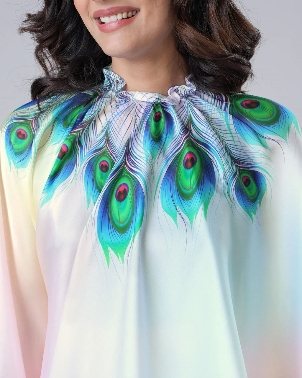 Tanmira New Peacock Princess Saree in Flowing Crepe Silk Fabric STR