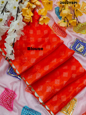 Bollywood style Bandhani Gotapatti Work Saree under 2000